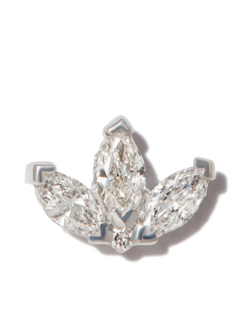 MARIA TASH 18kt white gold engraved lotus diamond single earring Silver ELOTEG315D