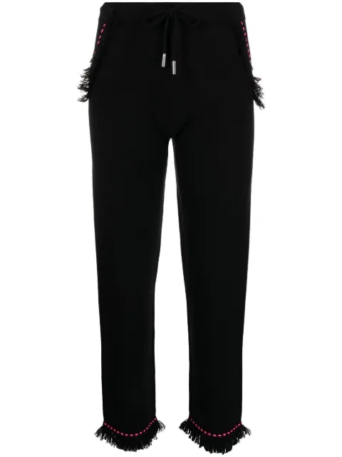Max & Moi frayed contrast-stitch trousers Black E21BIANCA