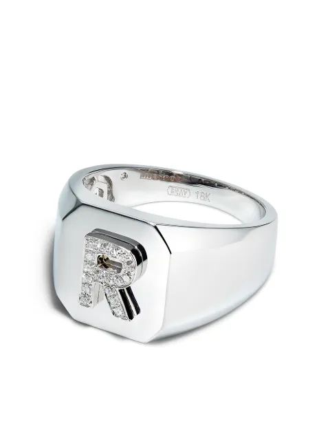 SHAY 18K white gold r-initial ring Silver SMR50WG186R