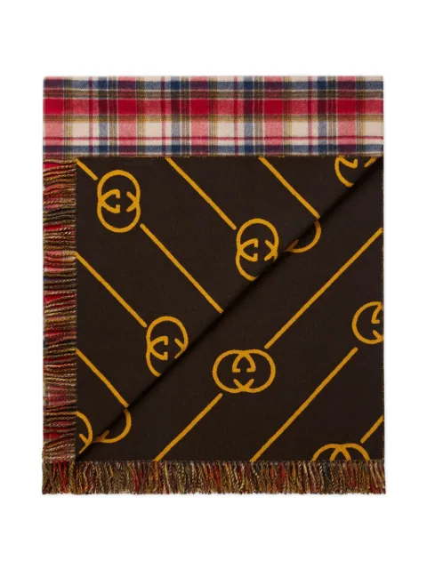 Gucci GG plaid throw blanket Red 630753ZAE7F
