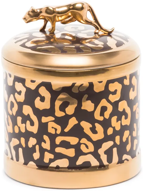 L'Objet leopard candle 10x11cm Gold C496