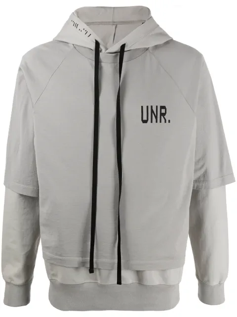 UNRAVEL PROJECT logo-print layered hoodie Grey UMBB023S20FAB0020910