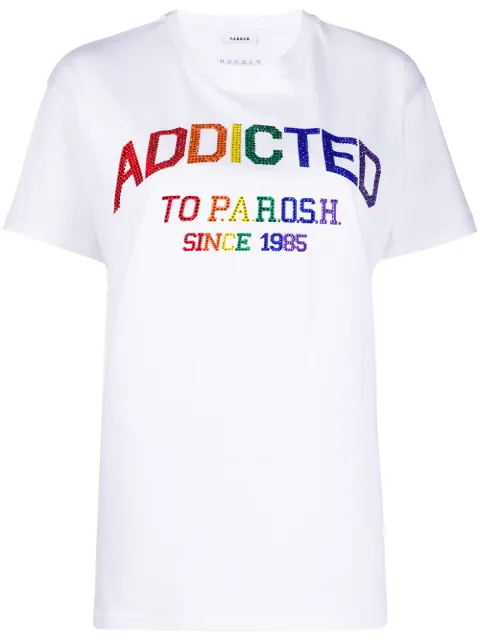 P.A.R.O.S.H. crew neck crystal-embellished T-shirt White COBOWD110629