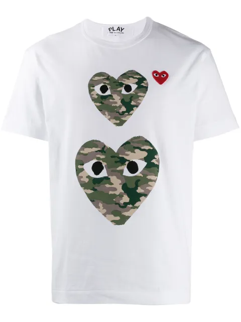 Comme Des Garçons Play camouflage heart T-shirt White P1T246