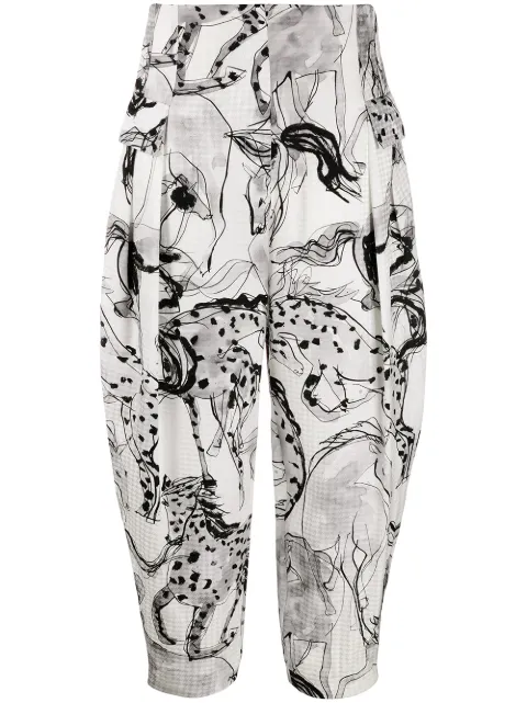 Stella McCartney Rosalinda horse-print tapered trousers Black 594972SOA12