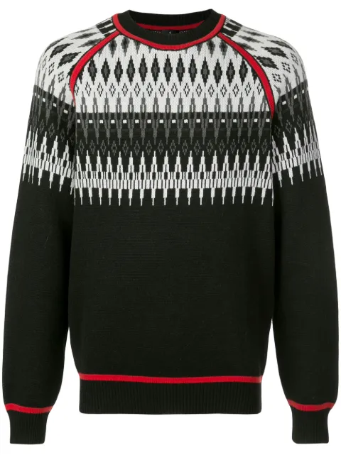 COUNTY OF MILAN Norwegian intarsia jumper White CMHE012F19C230638810