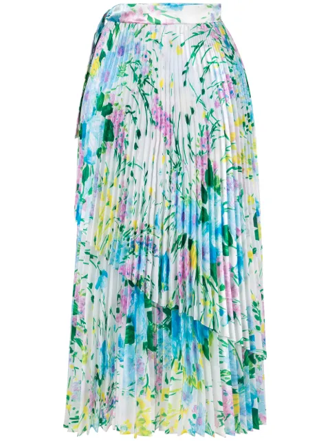 Richard Quinn floral pleated skirt Blue RQAW1933DCHIFFON