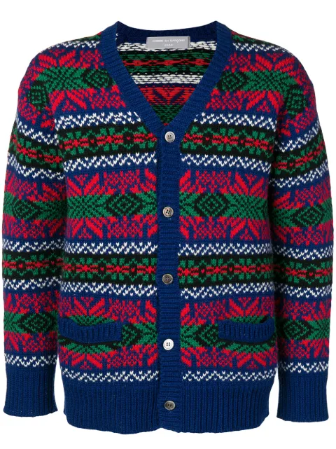 Comme Des Garçons Pre-Owned intarsia buttoned cardigan Blue CDG1009
