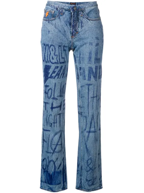 Walter Van Beirendonck Pre-Owned ink writing jeans Blue WLTV147