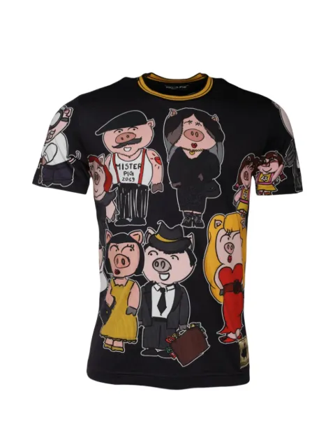 Dolce & Gabbana Sicily Pig short-sleeve T-shirt Black G8IR4THH7E4
