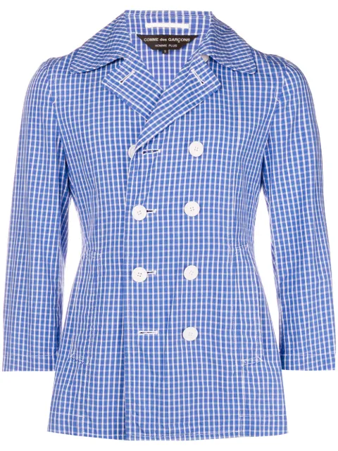 Comme Des Garçons Pre-Owned checked double-breasted jacket Blue CDG931