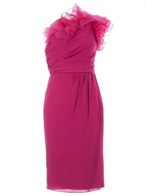 Giambattista Valli one shoulder ruffle dress Pink P13RV5200